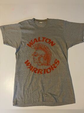Screen Stars Gray Tee with Red Walton Warriors Graphic